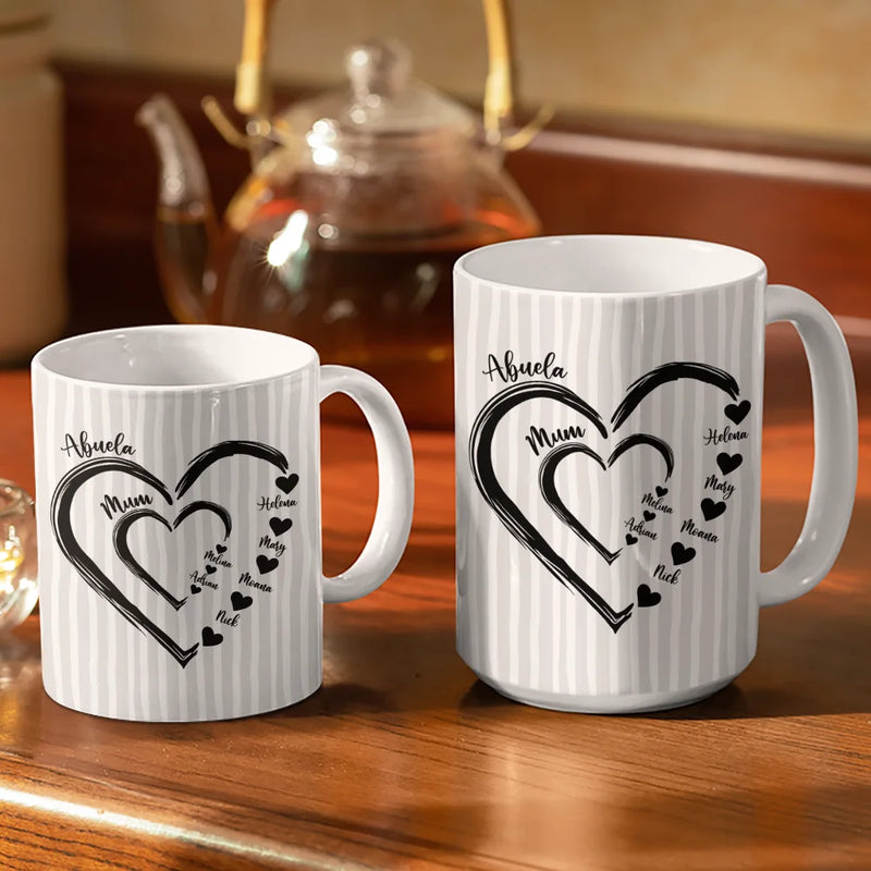 Gift For Wife,Gift For Mother,Gift For Grandma,Happy - Mom Mum Grandma Sweethearts - Personalized White Edge-to-Edge Mug