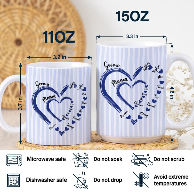 Gift For Wife,Gift For Mother,Gift For Grandma,Happy - Mom Mum Grandma Sweethearts - Personalized White Edge-to-Edge Mug