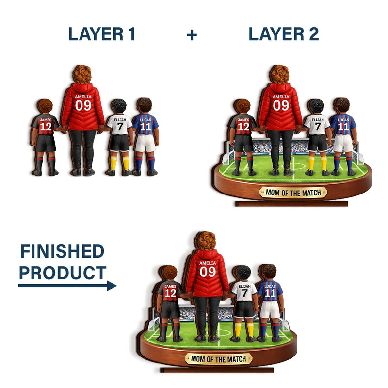 Sport Mom,Sport Dad,Gift For Mother,Gift For Father,Happy - Mom Mum Of The Match - Personalized Custom Shaped Wooden Plaque