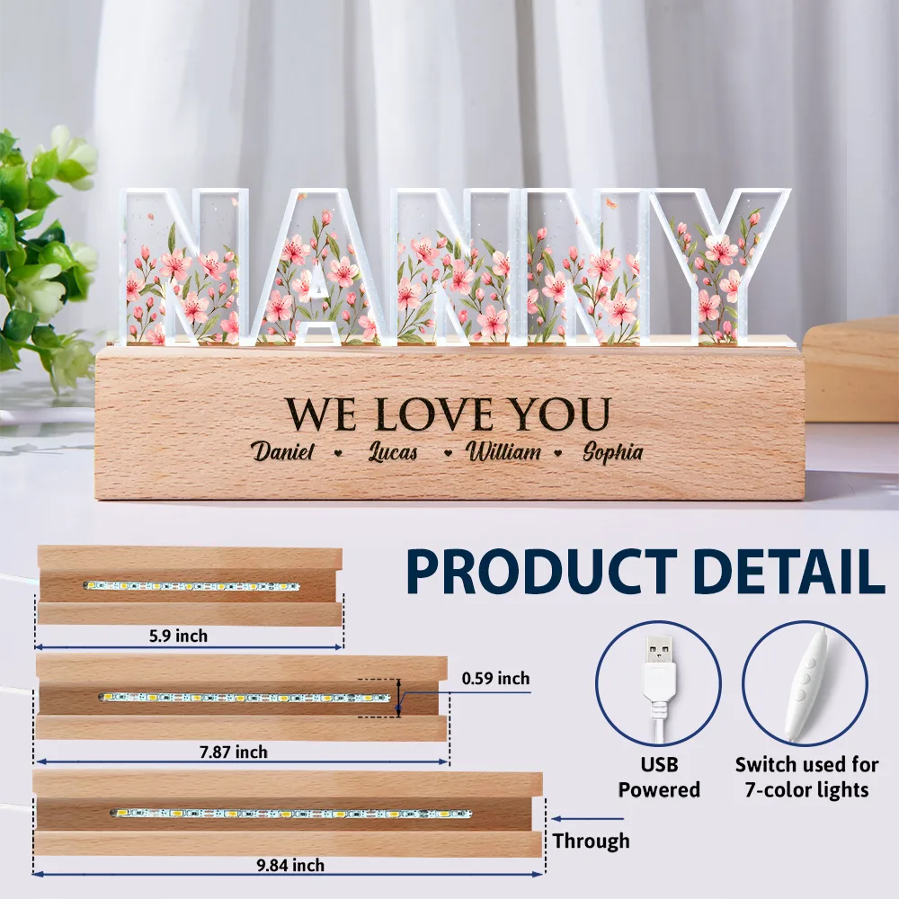 Gift For Mother, Mom - Children, Happy - Mom We Love You Birth Month Flower - Personalized Custom Shaped LED Light