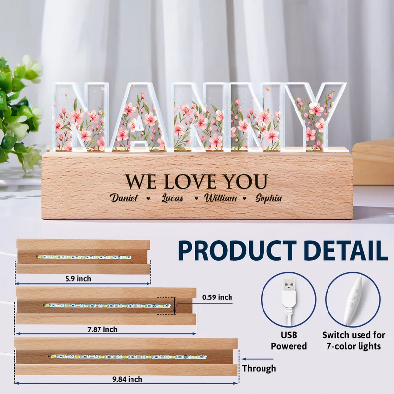 Gift For Mother, Mom - Children, Happy - Mom We Love You Birth Month Flower - Personalized Custom Shaped LED Light