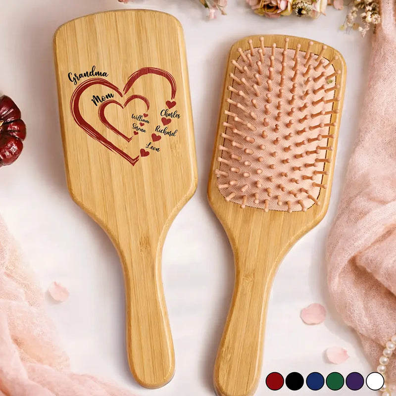 Happy,Gift For Wife,Gift For Women,Gift For Mother,Gift For Grandma - Mom's Grandma's Sweethearts - Personalized Wooden Hair Brush
