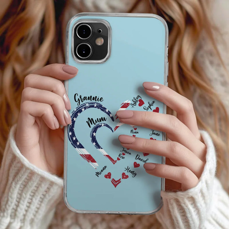 Gift For Mother,Gift For Grandma,Love,Gift For Wife,Independence Day - Mom's Grandma's Sweethearts Independence Day - Personalized Clear Phone Case