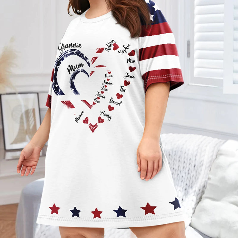 Gift For Mother,Gift For Grandma,Gift For Wife,Independence Day,Happy - Mom's Grandma's Sweethearts Independence Day - Personalized Women's Sleep Tee