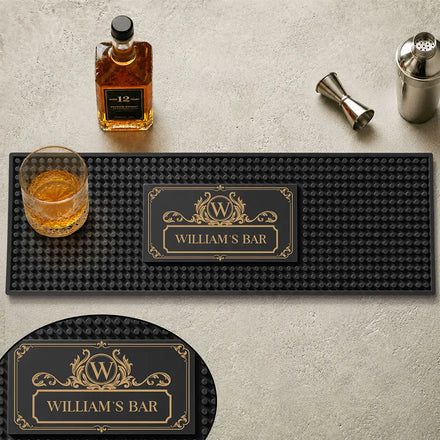 Monogram Vintage Monogram Initial Name - Personalized Bar Mat
