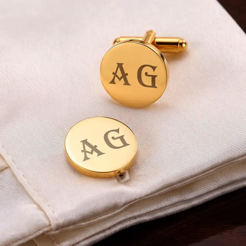 Gift For Brother, Gift For Cousin, Gift For Sibling, Romantic, Wedding, Monogram - Monogram Best Man Groomsman Wedding Gifts - Personalized Circular Cufflinks