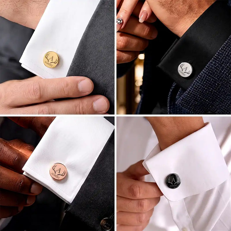 Gift For Brother, Gift For Cousin, Gift For Sibling, Romantic, Wedding, Monogram - Monogram Best Man Groomsman Wedding Gifts - Personalized Circular Cufflinks