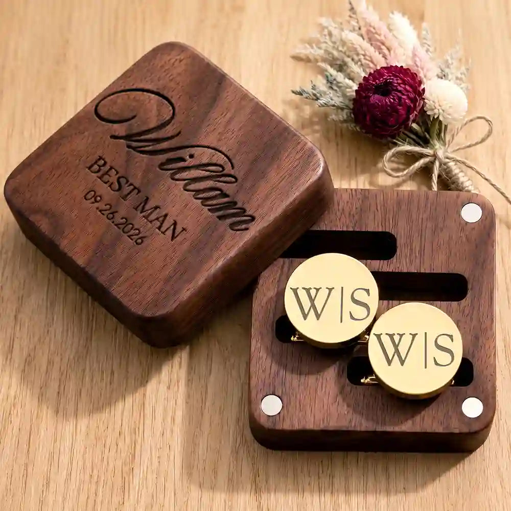 Gift For Brother, Gift For Cousin, Gift For Sibling, Romantic, Wedding, Monogram - Monogram Best Man Groomsman Wedding Gifts - Personalized Circular Cufflinks
