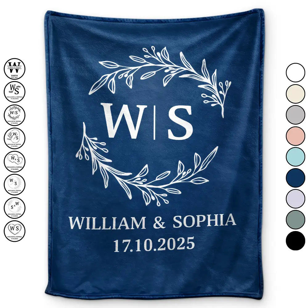 Gift For Couples,Old Couples,Gift For Husband,Gift For Wife,Gift For Boyfriend,Gift For Girlfriend,Love,Top Market - Monogram Couple's Names - Personalized Fleece Blanket, Sherpa Blanket
