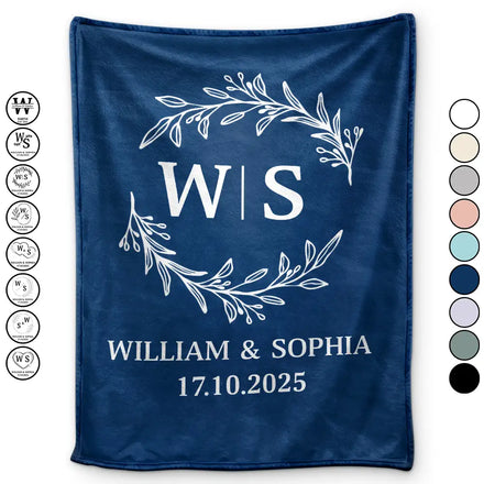 Monogram Couple's Names - Personalized Fleece Blanket, Sherpa Blanket