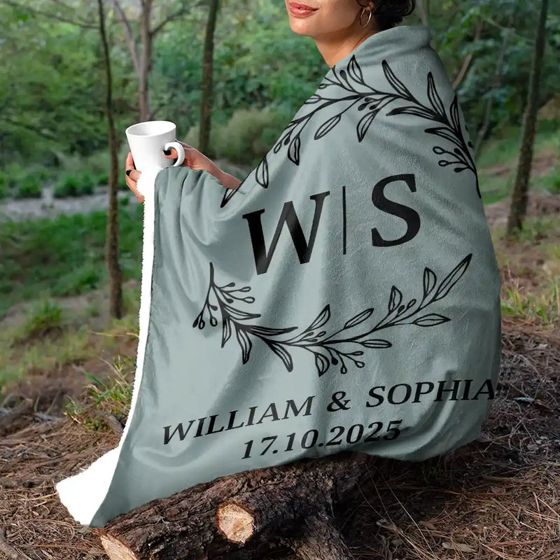 Gift For Couples,Old Couples,Gift For Husband,Gift For Wife,Gift For Boyfriend,Gift For Girlfriend,Love,Top Market - Monogram Couple's Names - Personalized Fleece Blanket, Sherpa Blanket