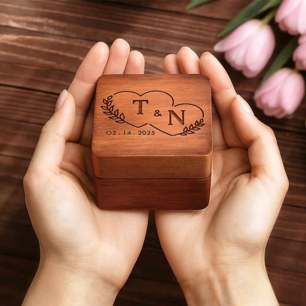 Gift For Couples, Gift For Husband, Gift For Wife, Gift For Boyfriend, Gift For Girlfriend, LGBT, Love, Wedding, Wedding Anniversary, Married - Monogram Couple's Names - Personalized Wooden Accordion Photo Box