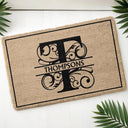 Family, Parents, Gift For Kids, Happy - Monogram Family Name - Personalized Coconut Doormat