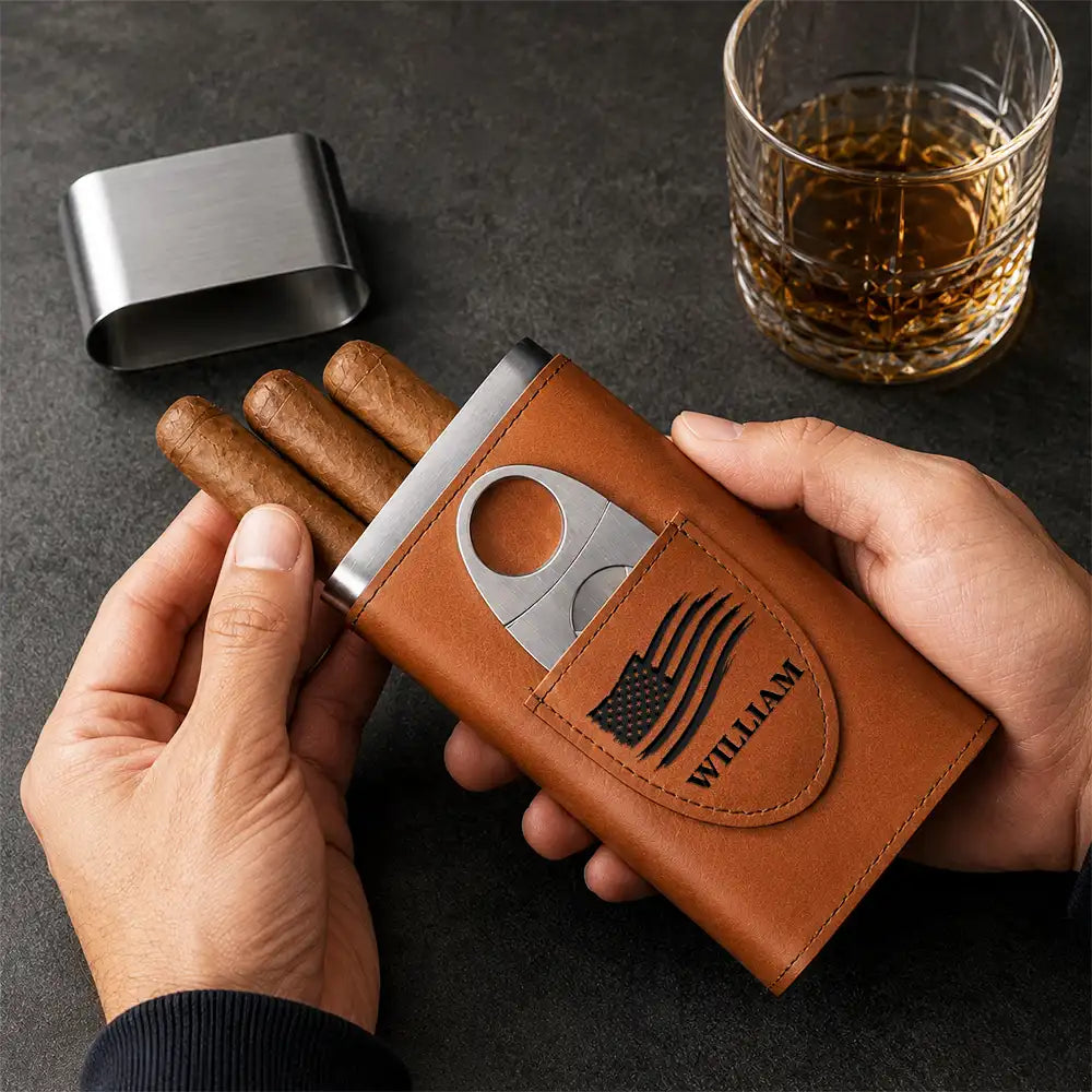 Top Market,Confident,Gift For Men,Gift For Yourself,Monogram - Monogram I’ll Be In The Backyard - Personalized Cigar Case