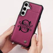 Gift For Yourself,Gift For Women,Gift For Men,Happy - Monogram Initial - Personalized Leather Flip Wallet Phone Case