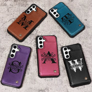 Gift For Yourself,Gift For Women,Gift For Men,Happy - Monogram Initial - Personalized Leather Flip Wallet Phone Case