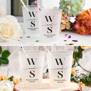 Gift For Couples, Wedding, Romantic, Monogram - Monogram Monogram Couple's Names - Personalized Frosted Cups