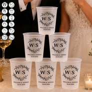 Gift For Couples, Wedding, Romantic, Monogram - Monogram Monogram Couple's Names - Personalized Frosted Cups