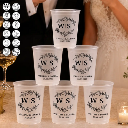 Monogram Couple's Names - Personalized Frosted Cups