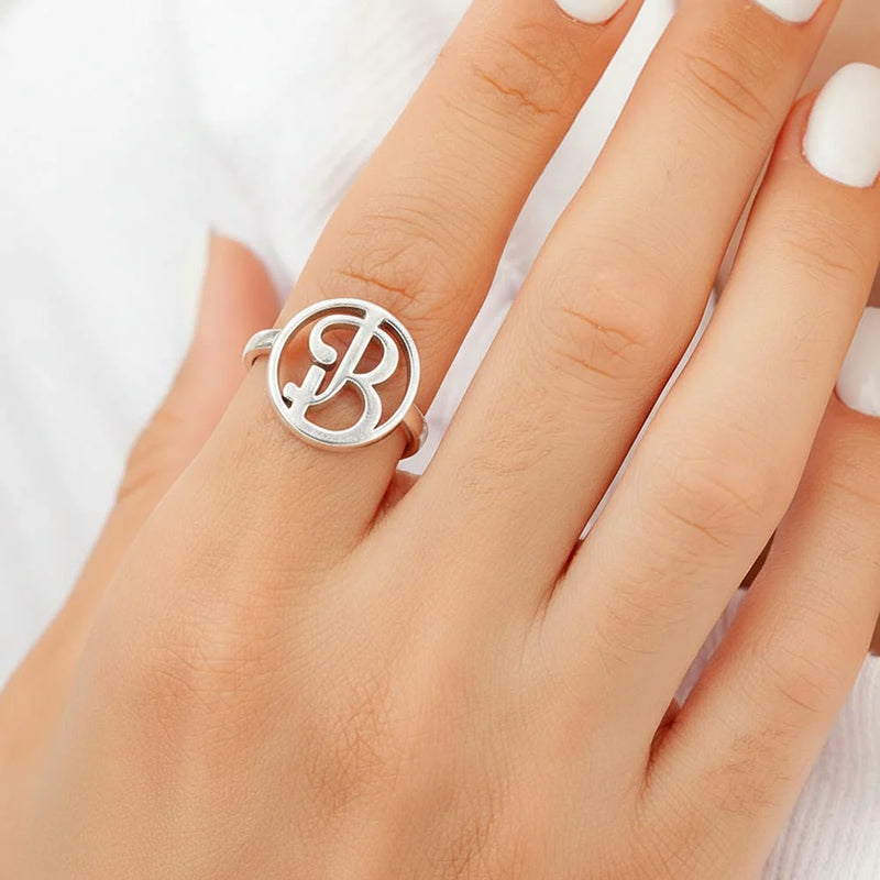 Gift For Couples,Gift For Wife,Gift For Girlfriend,Love,Gift For Women,Gift For Mother - Monogram Monogram Interwined Initials Couple Women - Personalized Custom Shaped Ring