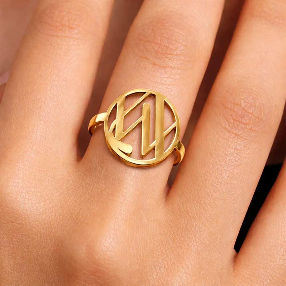 Gift For Couples,Gift For Wife,Gift For Girlfriend,Love,Gift For Women,Gift For Mother - Monogram Monogram Interwined Initials Couple Women - Personalized Custom Shaped Ring