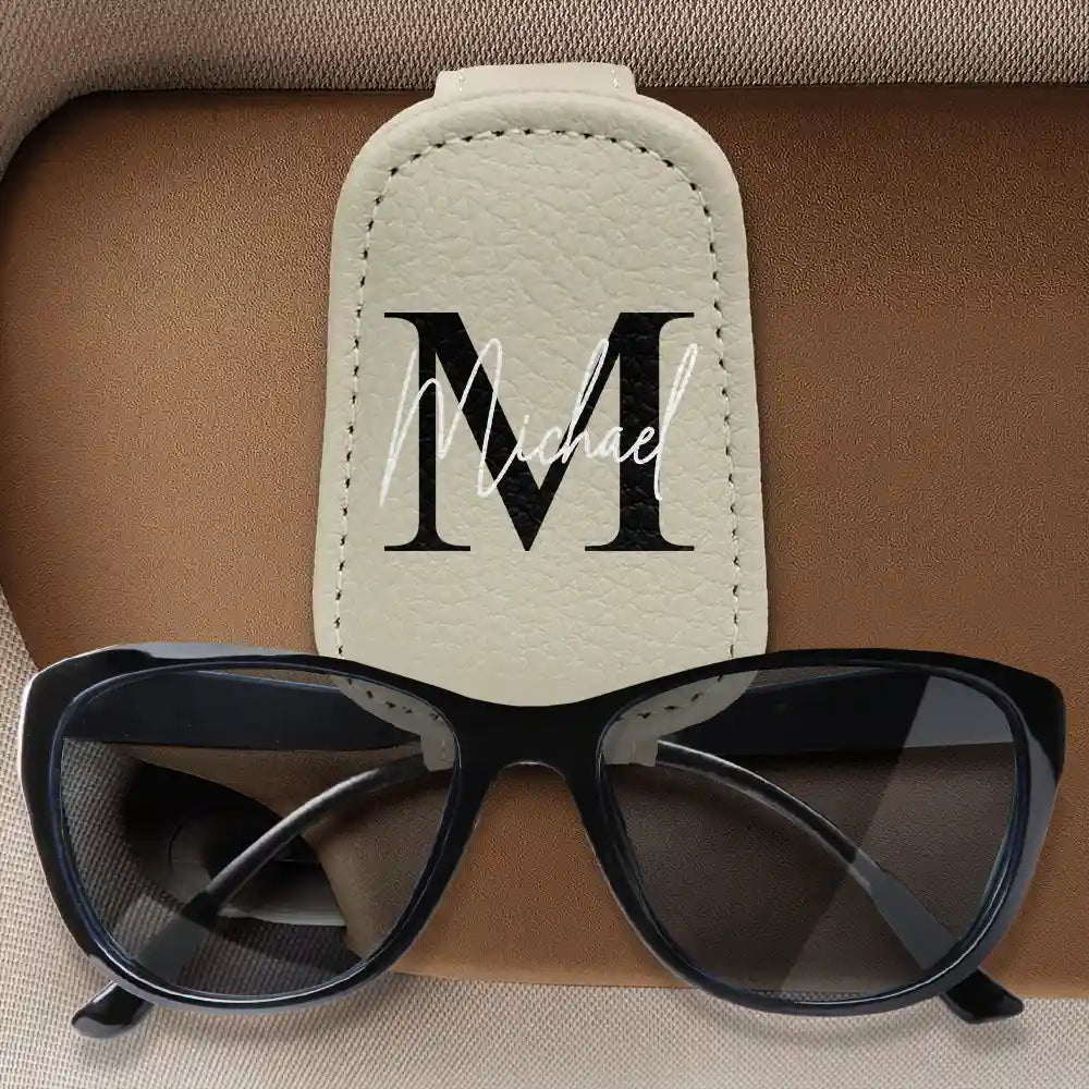 Monogram Name Letter - Personalized Sunglasses Holder For Car Visor