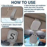 Gift For Father,Gift For Men,Happ - Monogram Name Letter - Personalized Sunglasses Holder For Car Visor