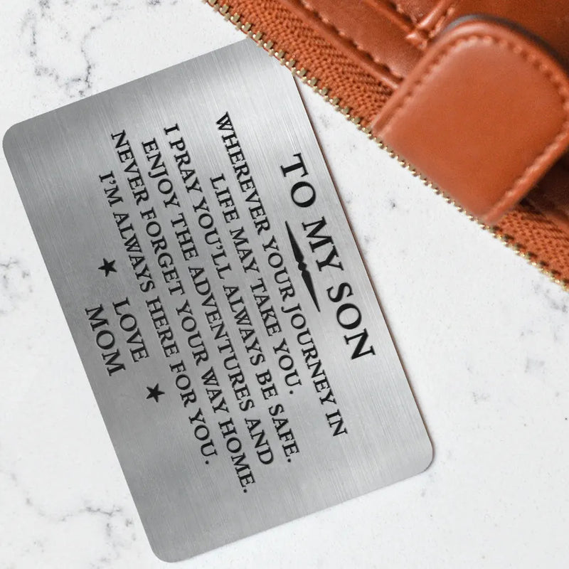 Gift For Father,Gift For Grandpa,Non-Eng,Monogram,Inspirational - Monogram Wherever Your Journey In Life May Take You - Personalized Aluminum Wallet Card