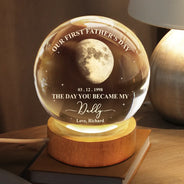 Gift For Mother,Gift For Father,New Dad,New Mom,New baby,Love - Moon Phase Our First Mother's Day Father's Day - Personalized Crystal Globe Lamp