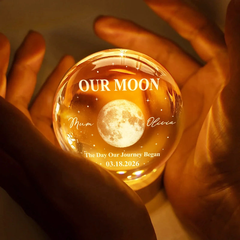New Mom,New baby,Happy - Moon Phase Our First Mother's Day The Day You Became My Mom - Personalized Crystal Globe Lamp