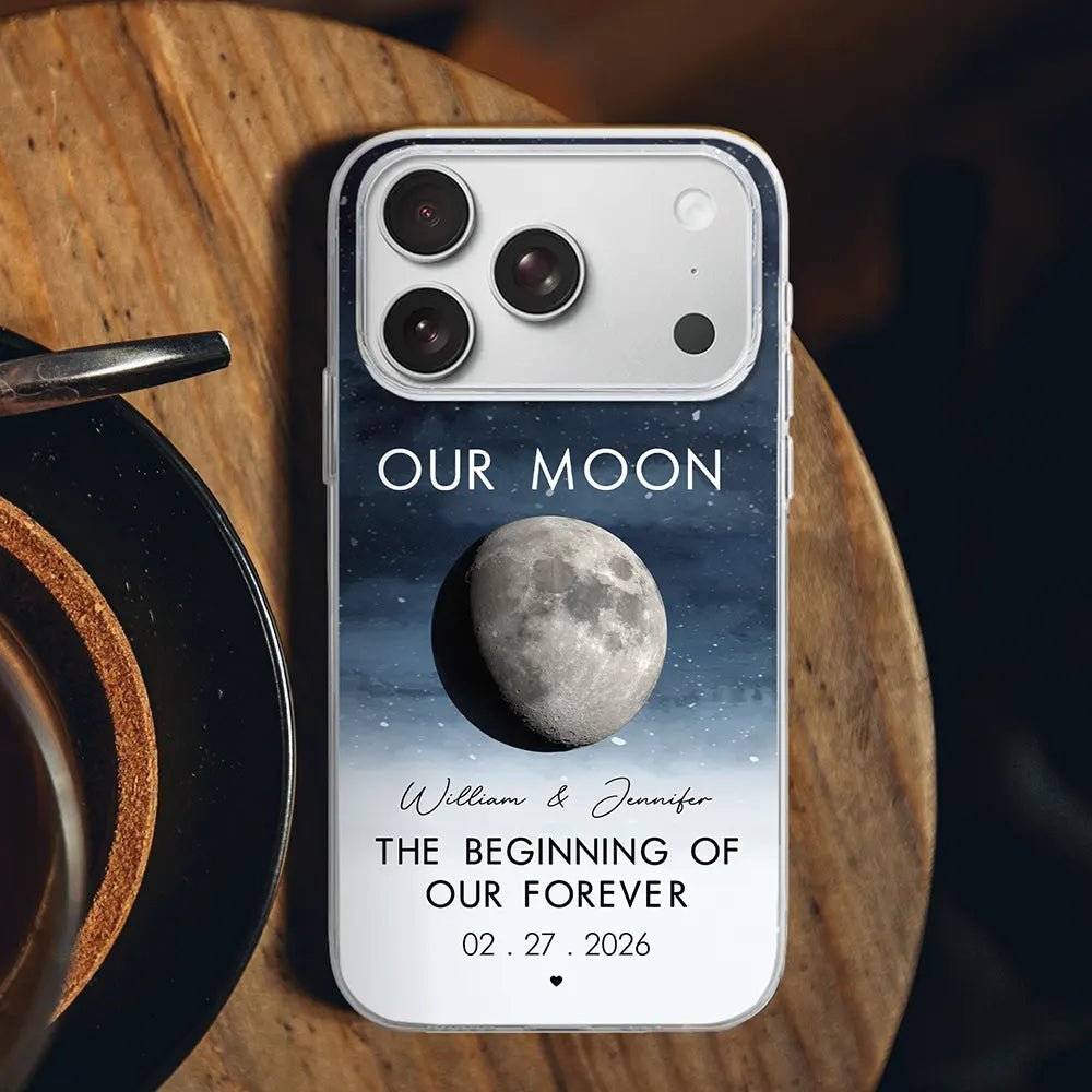Moon Phase The Beginning Of Our Forever - Personalized Clear Phone Case