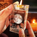 Gift For Couples,Gift For Husband,Gift For Wife,Gift For Boyfriend,Gift For Girlfriend,Parents,Gift For Mother,Gift For Father,Married ,Engaged,Love - Moon Phase The Beginning Of Our Forever - Personalized Crystal Candle Holder