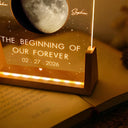 Gift For Couples,Gift For Husband,Gift For Wife,Gift For Boyfriend,Gift For Girlfriend,Parents,Gift For Mother,Gift For Father,Married ,Engaged,Love - Moon Phase The Beginning Of Our Forever - Personalized Night Light