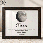 New Mom,Sentimental,Gift For Mother,Moon Phase - Moon Phase The Day You Became My Mom - Personalized LED Light Shadow Box