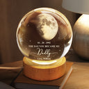 Gift For Father,Gift For Mother,Gift For Grandma,Gift For Grandpa,Love,Custom Photo - Moon Phase The Day You Became My Mommy Daddy - Personalized Crystal Globe Lamp
