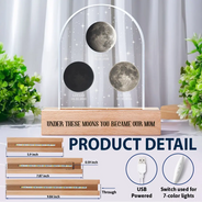 Gift For Father,New Dad,New baby,Happy,Moon Phase,Adorable - Moon Phase Under This Moon You Became My Dad - Personalized Custom Shaped LED Light
