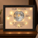 Anniversary,Romantic,Gift For Couples,Moon Phase - Moon Phase The Beginning Of Our Forever - Personalized LED Light Shadow Box