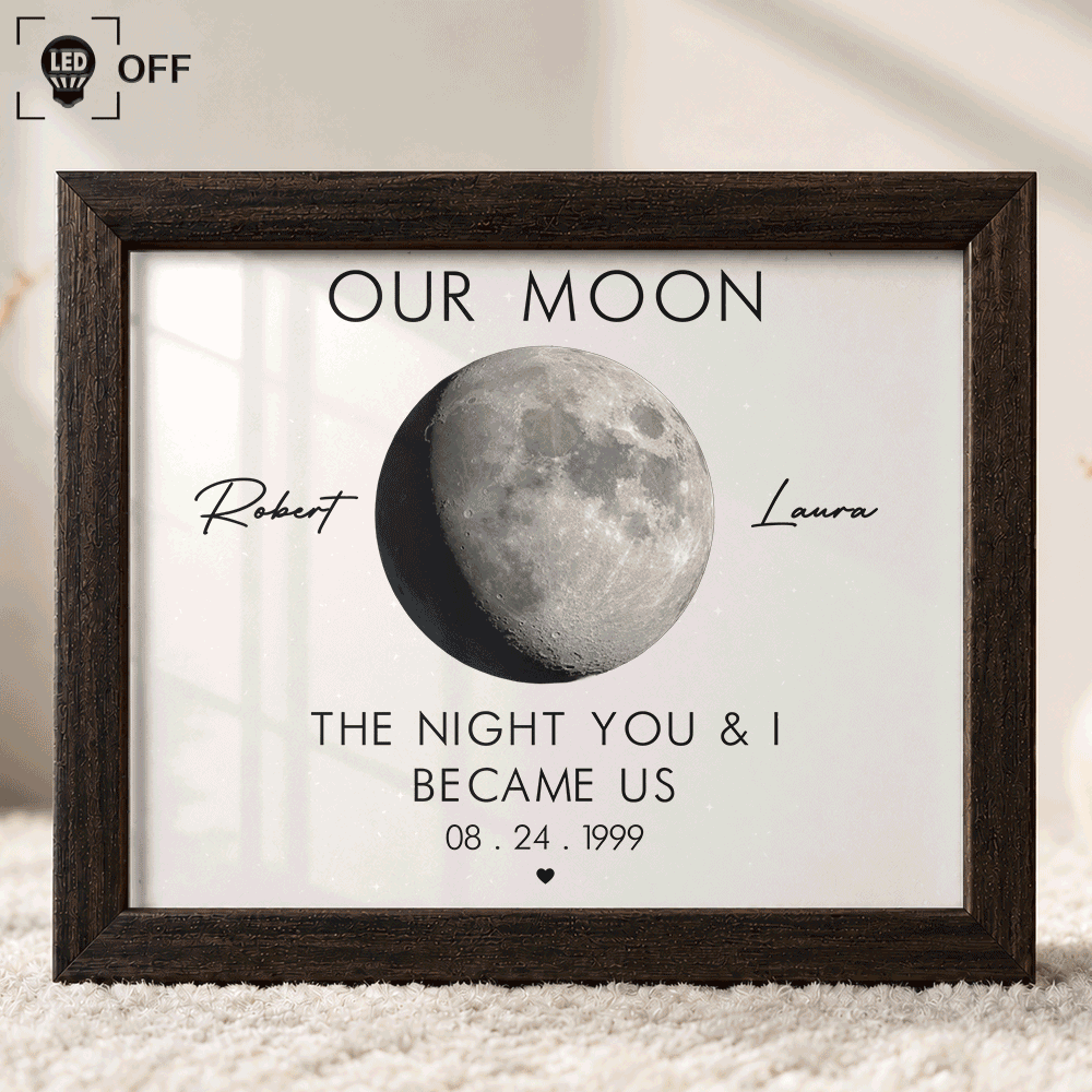 Moon Phase The Beginning Of Our Forever - Personalized LED Light Shadow Box
