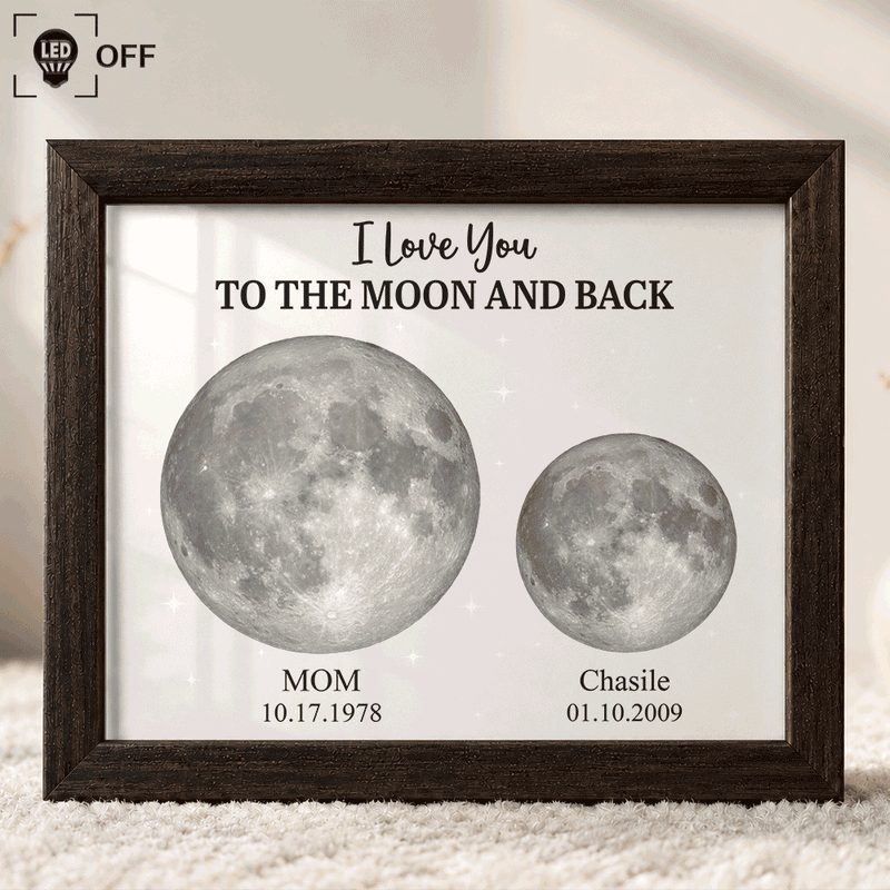 Grateful,Gift For Mother,Moon Phase - Moon Phase We Love You To The Moon And Back - Personalized LED Light Shadow Box
