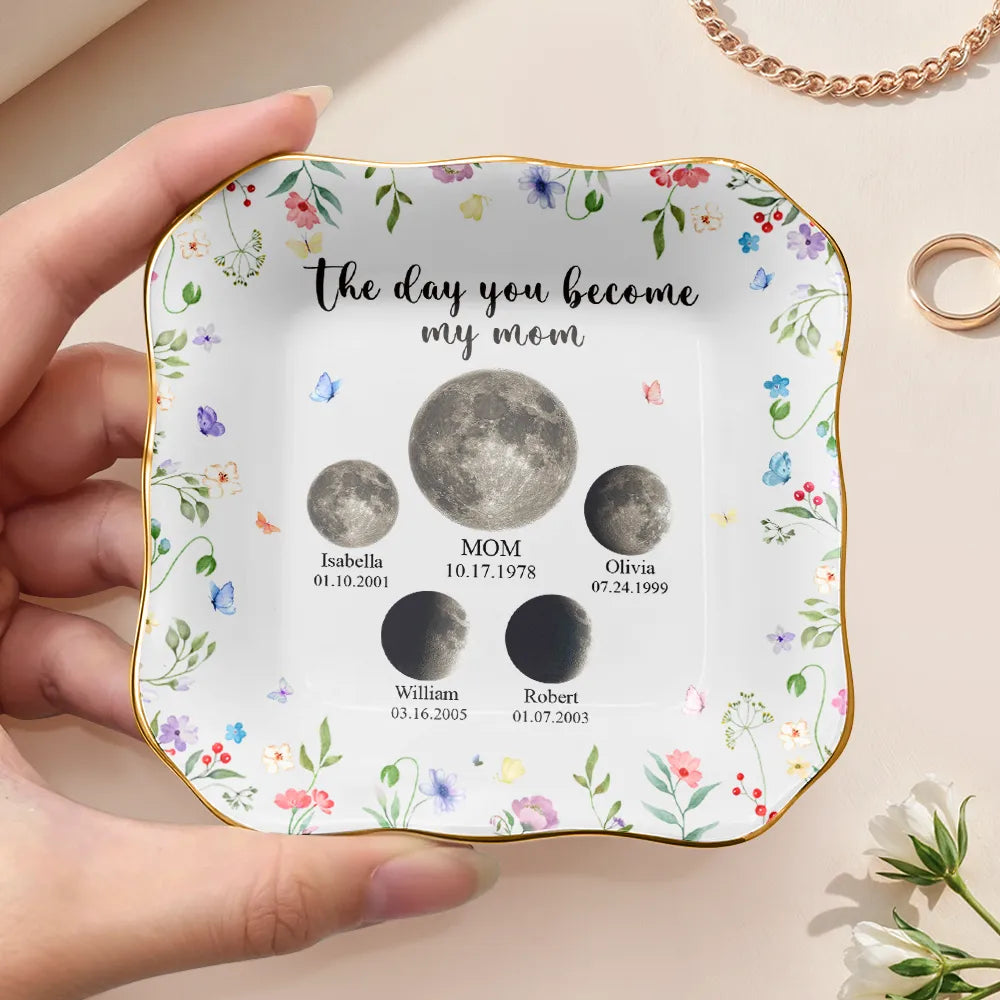 Gift For Mother,Gift For Grandma,Love,Non-Eng,Moon Phase - Moon Phase We Love You To The Moon And Back - Personalized Ring Dish