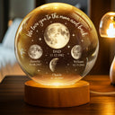 Moon Phase We Love You To The Moon And Back - Personalized Crystal Globe Lamp