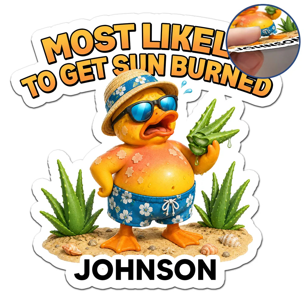 Gift For Bestie, Cruising, Romantic, Summer, Icon - Most Likely To Get Sun Burned - Personalized Magnet