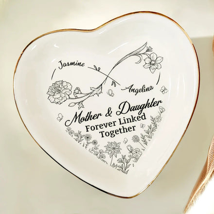 Mother And Daughter A Bond That Can't Be Broken - Personalized Heart Ring Dish
