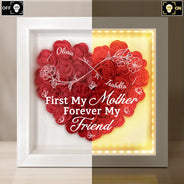 Gift For Mother, Dad - Daughters (Adult), Dad - Daughters (Young), Gift For Daughter, Love - Mother And Daughter Forever Linked Together - Personalized LED Light Flower Shadow Box