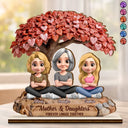 Gift For Mother,Mom - Daughters (Adult),Mom - Daughters (Young),Mom - Sons,Mom - Children,Love - Mother And Daughters Forever Linked Together Under Heart Tree - Personalized Custom Shaped Wooden Plaque