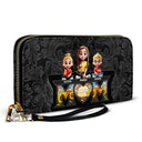 Mom - Daughters (Adult),Gift For Mother,Gift For Daughter,Happy - Mother Daughter Son We Love You Mom 3D Cartoon - Personalized Leather Long Wallet