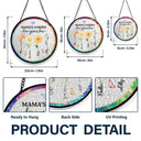 Gift For Grandma, Summer, Grateful, Icon - Mother Of Pearl Birth Flower Grandma's Garden - Personalized Stained Glass Window Hanging Suncatcher