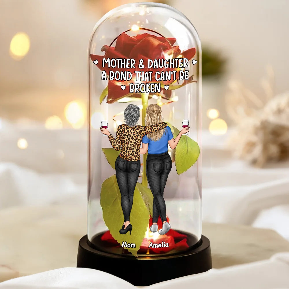 Gift For Mother, Gift For Daughter, Gift For Women, Happy - Mother & Daughter A Bond That Can't Be Broken - Personalized Everlasting Rose Dome Lamp