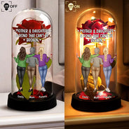 Gift For Mother, Gift For Daughter, Gift For Women, Happy - Mother & Daughter A Bond That Can't Be Broken - Personalized Everlasting Rose Dome Lamp