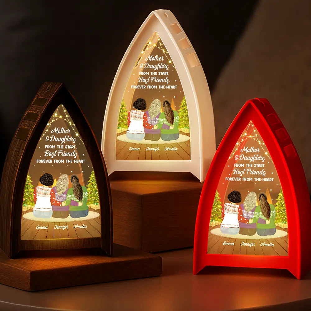 Mom,Daughters,Gift For Mother,Gift For Daughter,Gift For Women,Happy,Christmas - Mother & Daughters Forever From The Heart - Personalized Tabletop Lantern Light